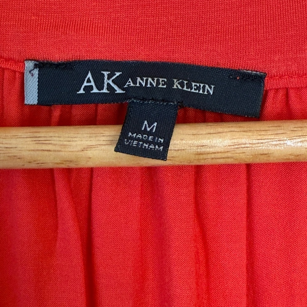 ANNE KLEIN Red Orange Sleeveless Braided Neckline Blouse - Picture 3 of 7